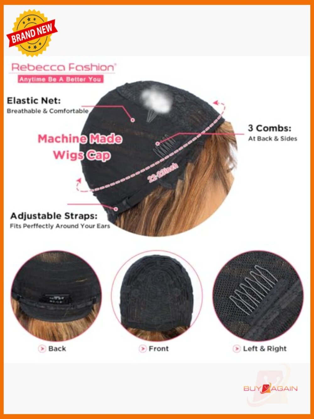 14 Inch Straight Wig with Bangs Human Hair Glueless Machine Made - Picture 4 of 6